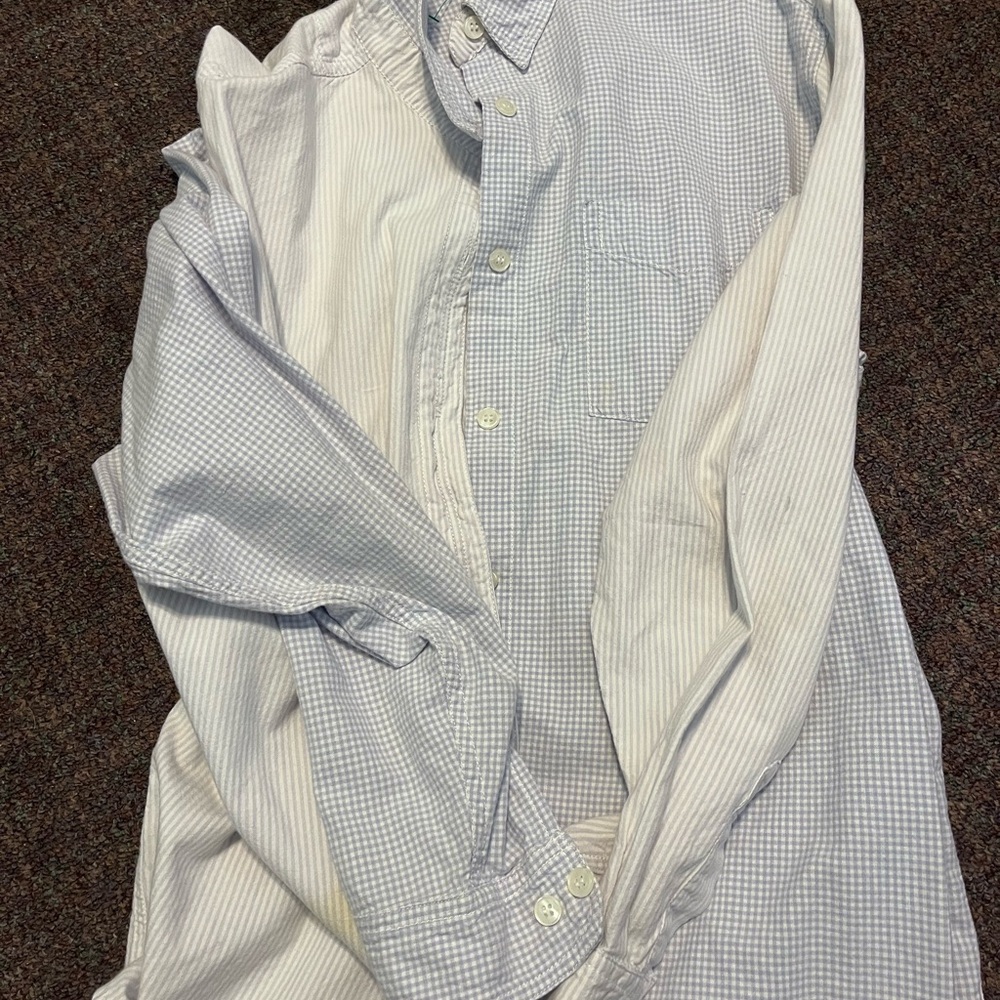 Bill Blass Light Blue Checkered Button Down Shirt - Picture 1 of 4